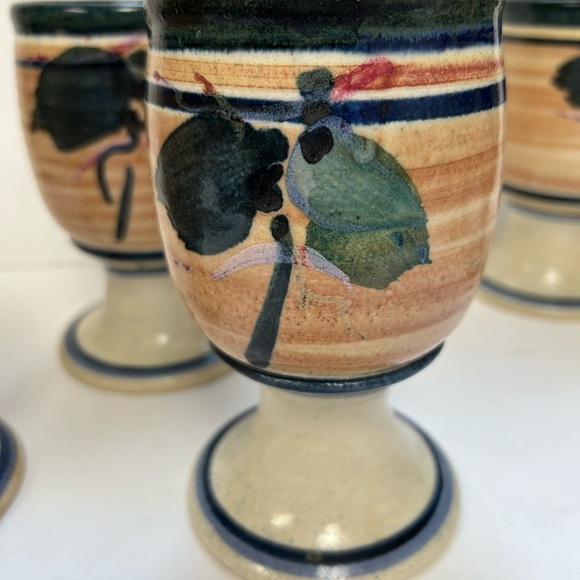 Studio Art Pottery / Set of 6/ Hand Thrown/ water-Wine Goblets / NWOT/ STUNNING - Picture 9 of 13